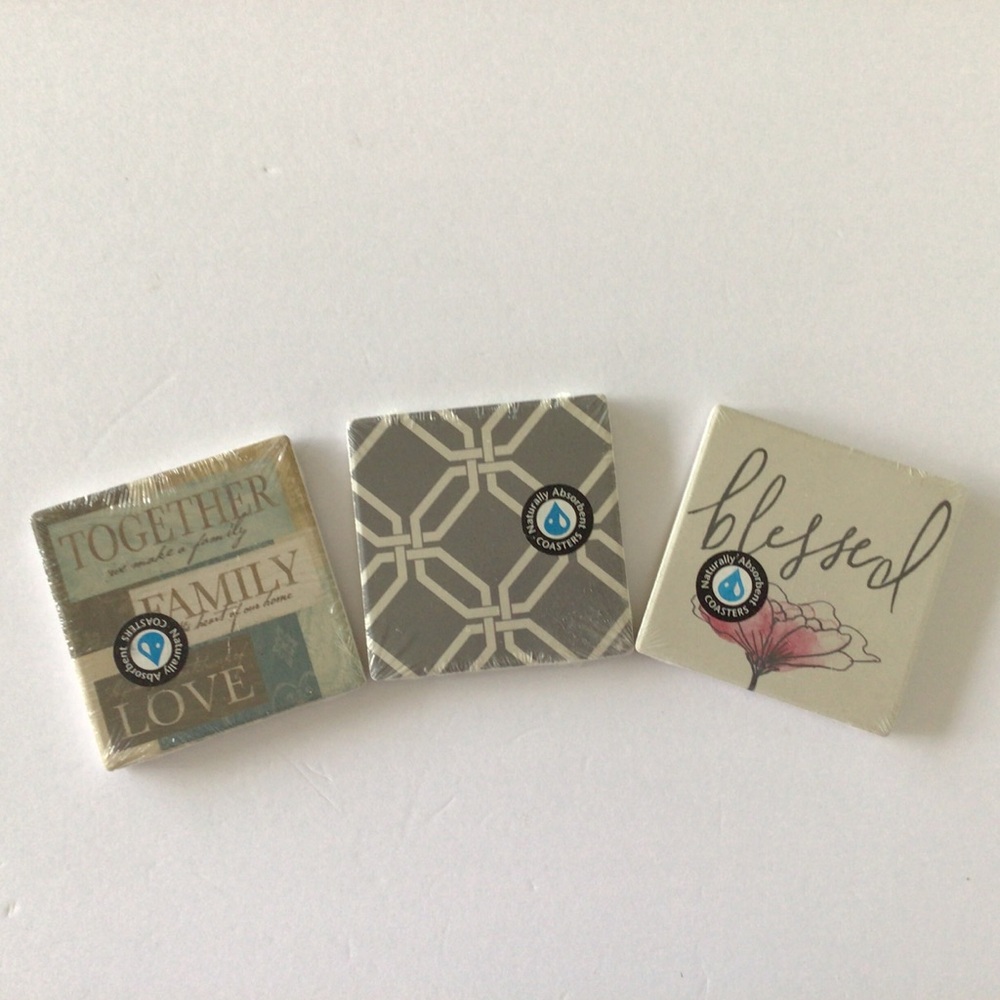 SET OF THREE THIRSTY STONE COASTERS NWT